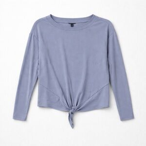 Banana Republic Light Blue Long-Sleeve Tie-Front Sweatshirt